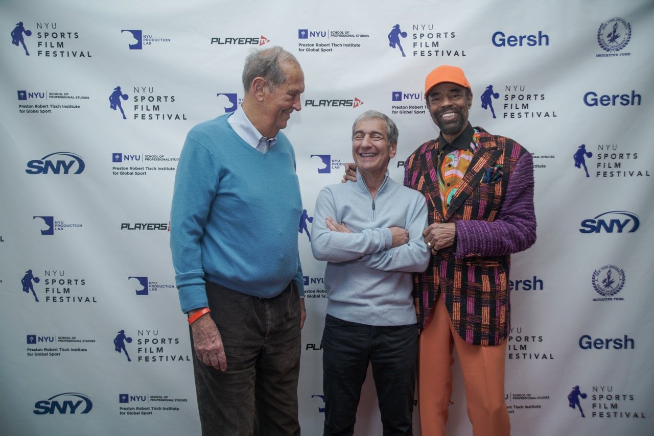Bill Bradley, Mike Tollin, and Walt Frazier at Opening Night