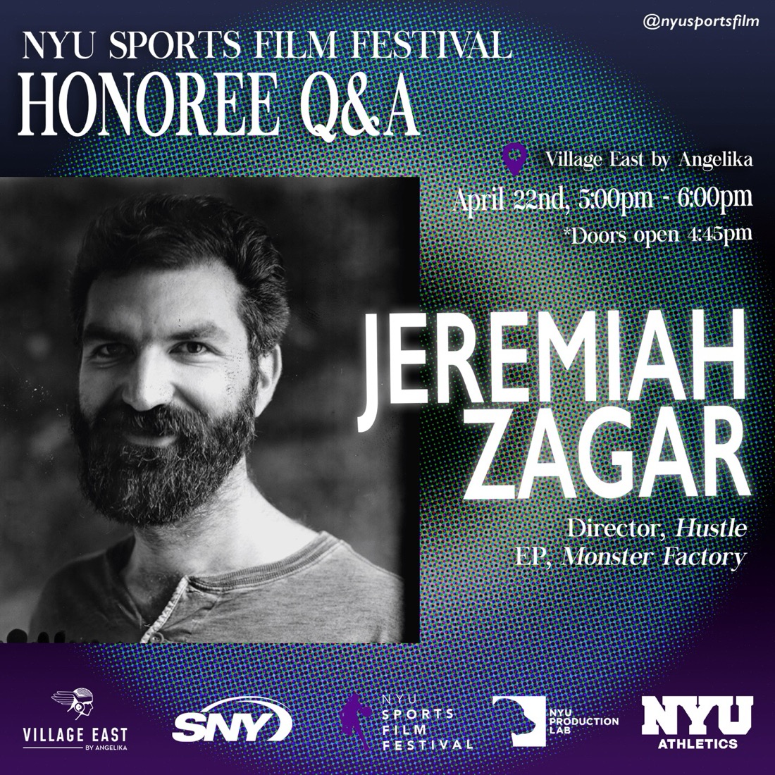 Honoree Q&A with Jeremiah Zagar graphic